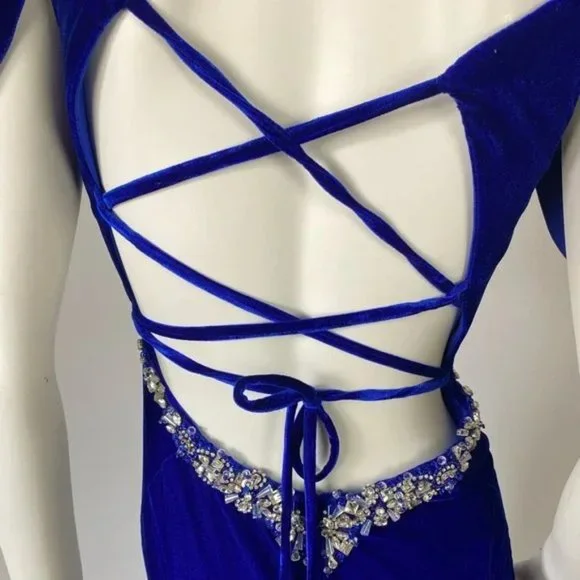 Ashley Lauren Velvet Off-Shoulder Evening Dress - Picture 6 of 7